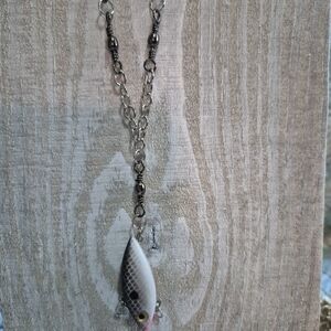 Silver and Black Fishing Lure Pendant Necklace